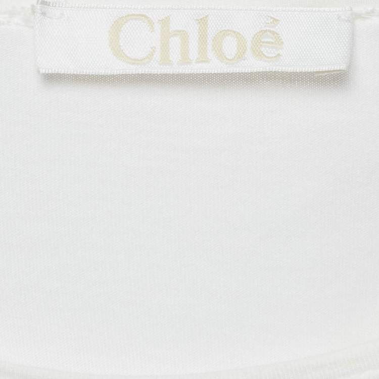 Pre Owned Chloe White Cotton Knit Ruffled Sleeve Top S