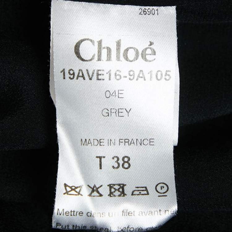 Pre Owned Chloe Charcoal Grey Rhinestone Embellished Silk Jacket M