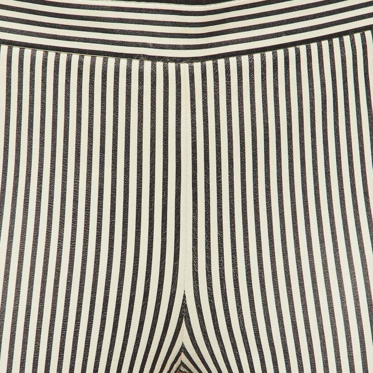 Pre Owned Chloe Monochrome Striped Leather Pants S