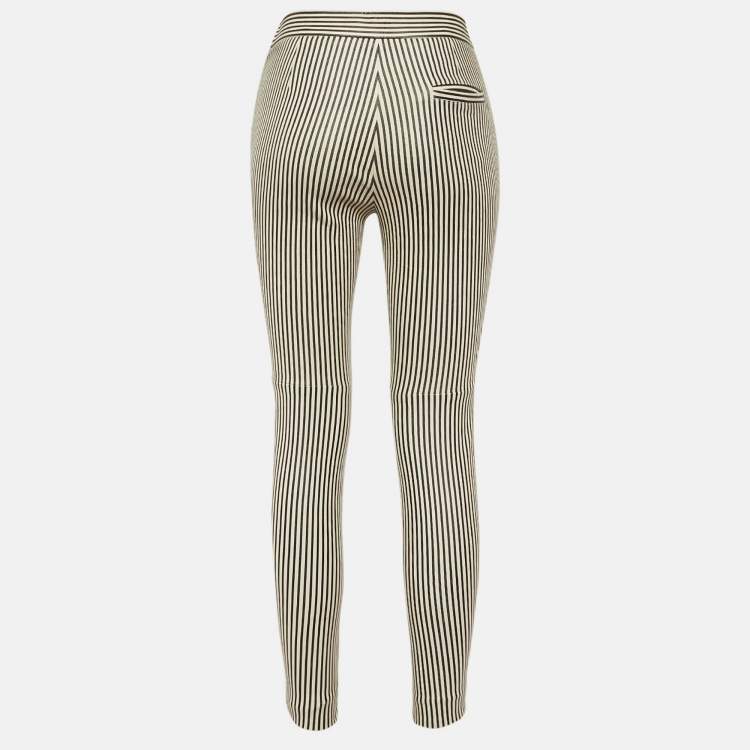 Pre Owned Chloe Monochrome Striped Leather Pants S