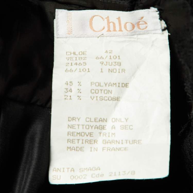 Pre Owned Chloe Black Silk & Lace Crop Top & Maxi Skirt Set L