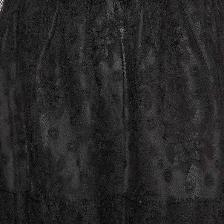 Pre Owned Chloe Black Silk & Lace Crop Top & Maxi Skirt Set L