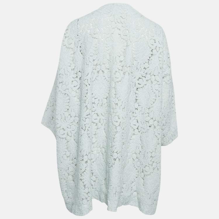 Pre Owned Chloe Faded Mint Blue Lace Open Front Jacket M