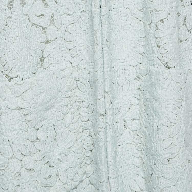 Pre Owned Chloe Faded Mint Blue Lace Open Front Jacket M