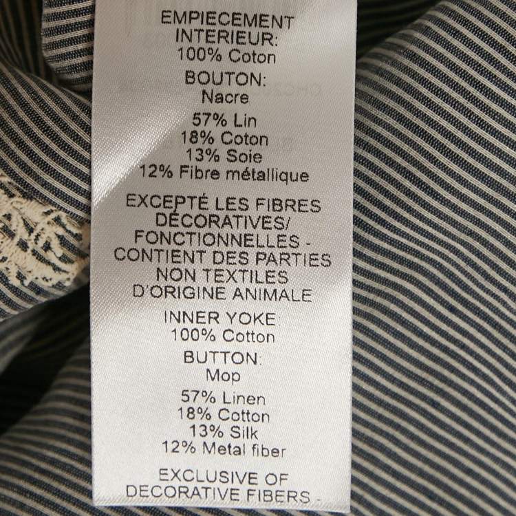 Pre Owned Chloe Blue/White Striped Linen Blend Long Sleeve Shirt M