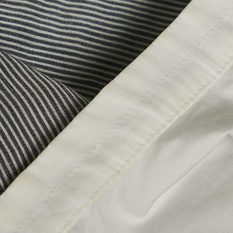 Pre Owned Chloe Blue/White Striped Linen Blend Long Sleeve Shirt M