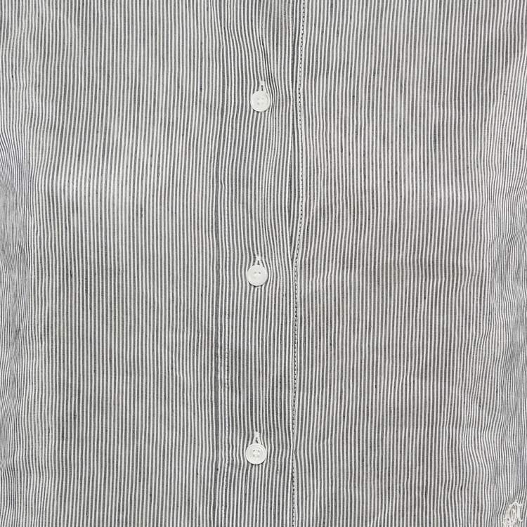 Pre Owned Chloe Blue/White Striped Linen Blend Long Sleeve Shirt M