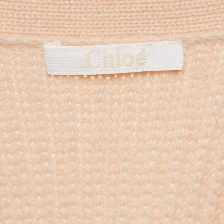 Pre Owned Chloe Pastel Pink Cashmere Knit Button Front Cardigan M