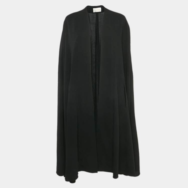 Pre Owned Chloe Vintage Black Cotton Blend Open Front Cape One Size