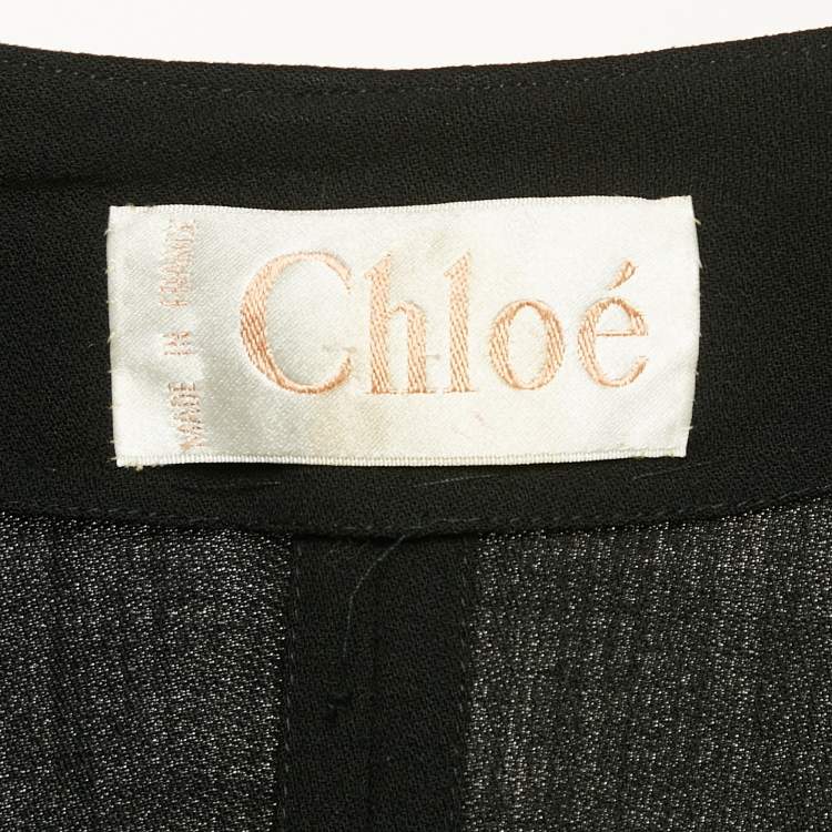 Pre Owned Chloe Vintage Black Cotton Blend Open Front Cape One Size