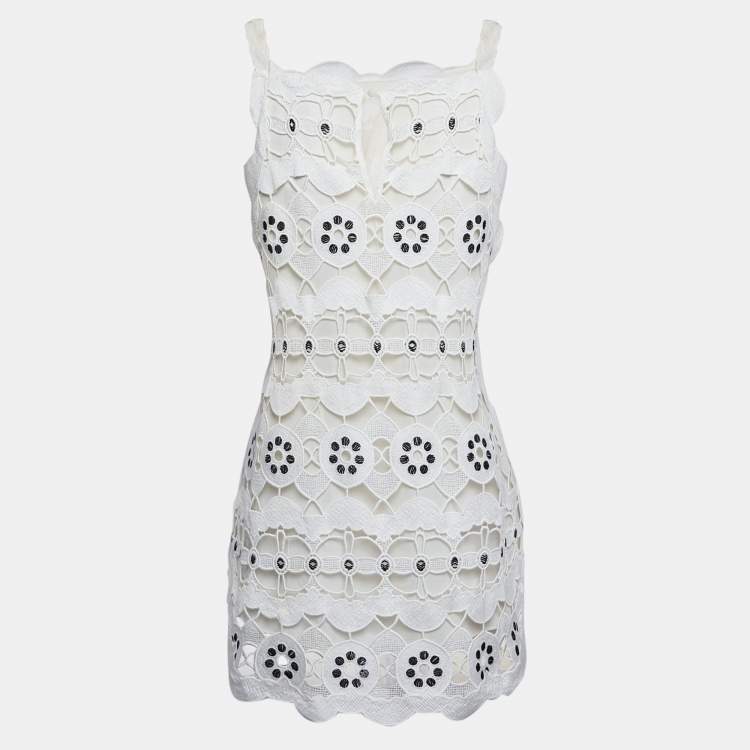Pre Owned Chloe White Lace Sleeveless Top M