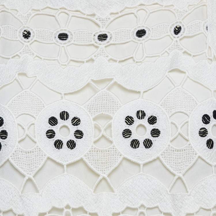Pre Owned Chloe White Lace Sleeveless Top M