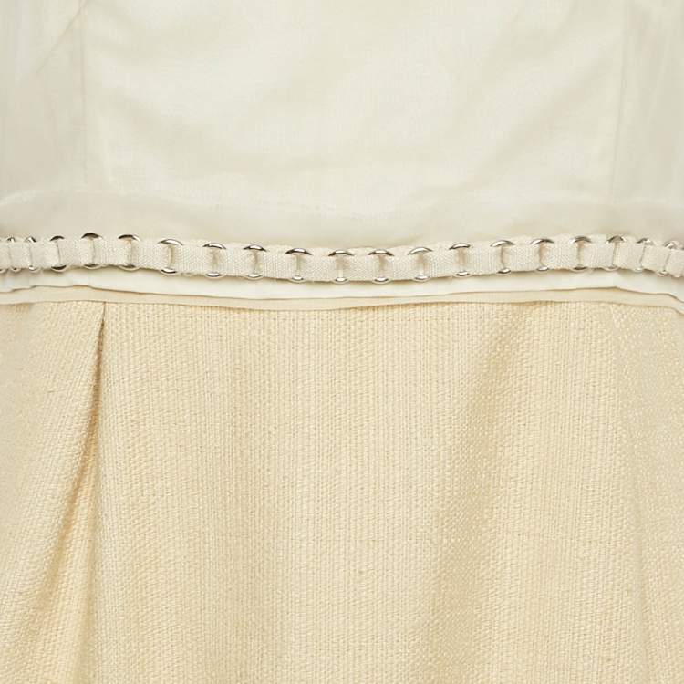 Pre Owned Chloe Cream Jute and Silk Sleeveless Mini Dress M