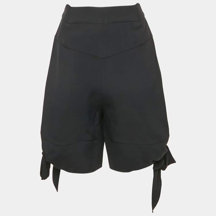 Pre Owned Chloe Anthracite Blue Crepe Bow Tie Detail Shorts M