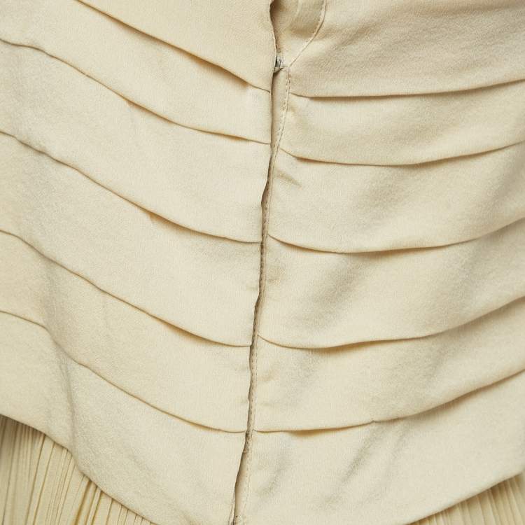 Pre Owned Chloe Beige Silk Pleated Maxi Dress S