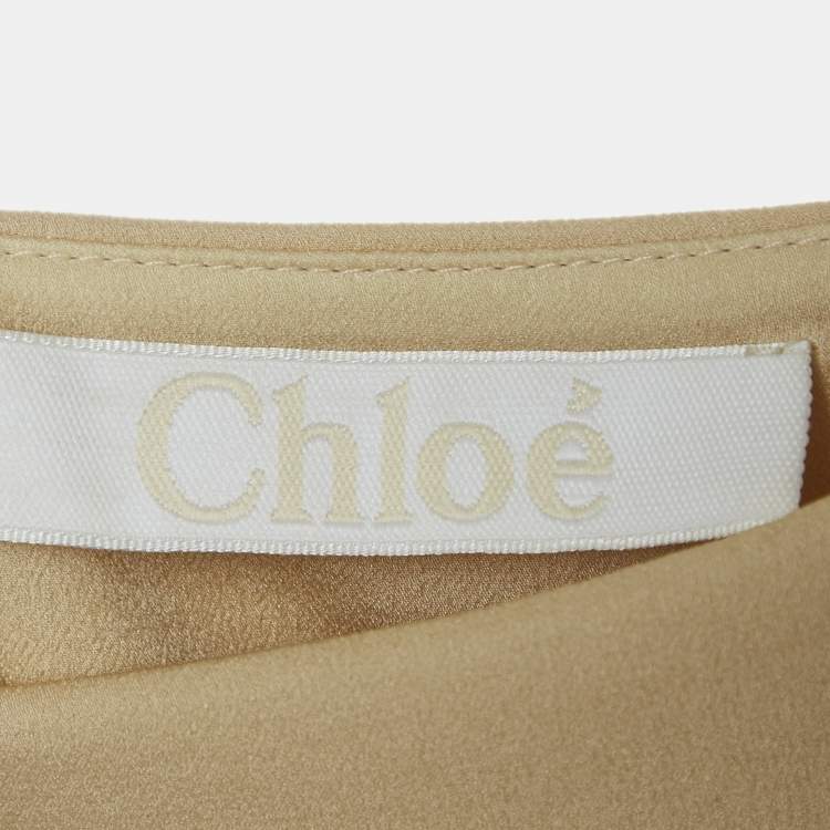 Pre Owned Chloe Beige Silk Pleated Maxi Dress S
