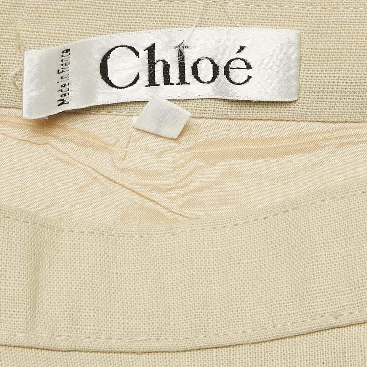 Pre Owned Chloé Vintage Cream Cotton Pencil Skirt S