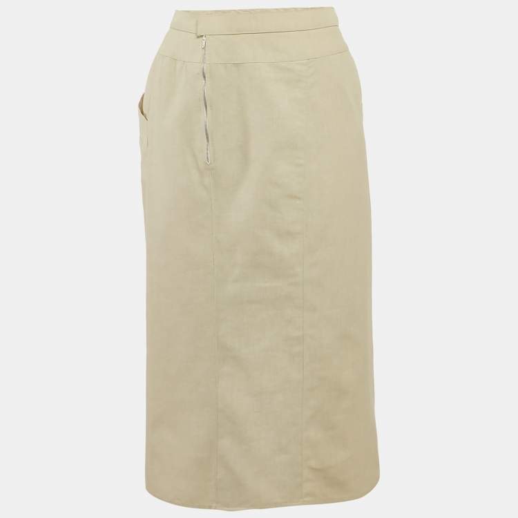 Pre Owned Chloé Vintage Cream Cotton Pencil Skirt S