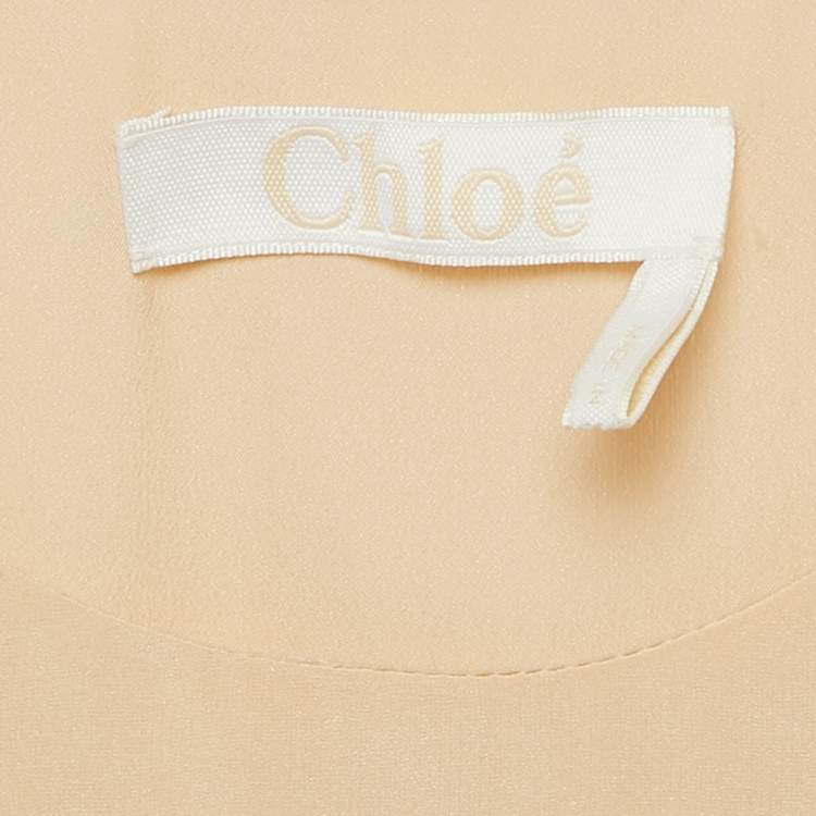 Pre Owned Chloe Woody Beige Silk Sleeveless Top M
