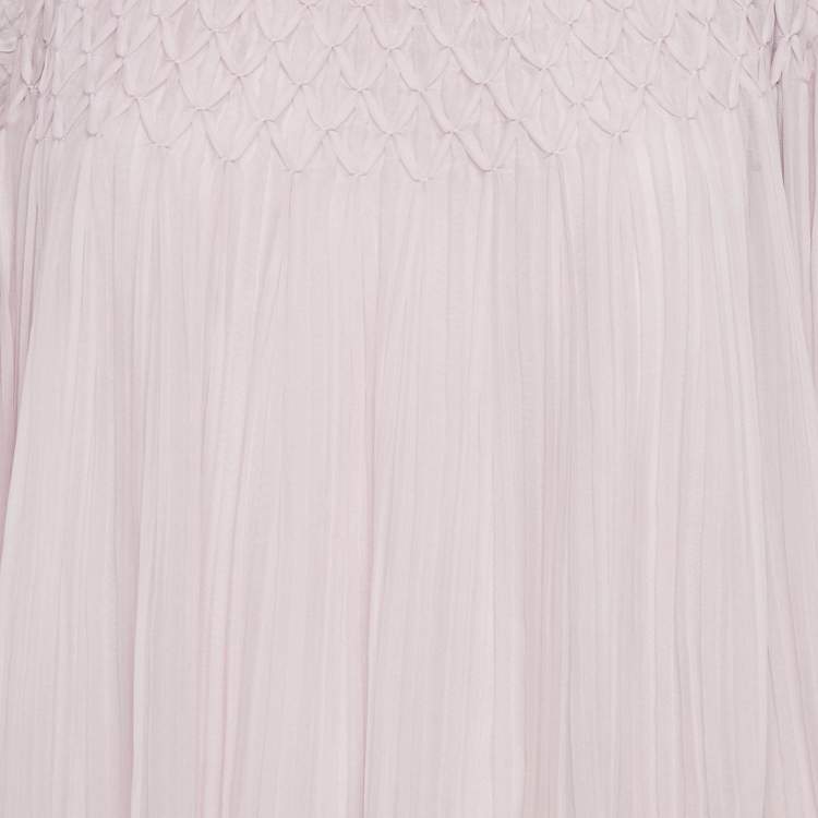 Pre Owned Chloe Lavender Chiffon and Lace Shirring Blouse S