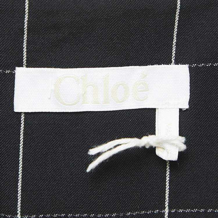 Pre Owned Chloe Black Checks Wool High Waist Trousers M