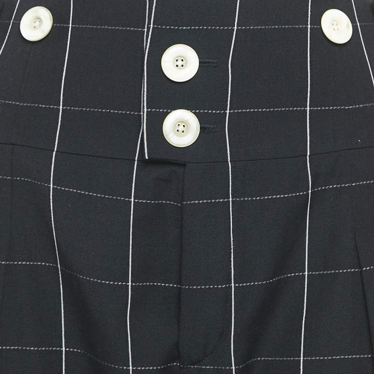 Pre Owned Chloe Black Checks Wool High Waist Trousers M