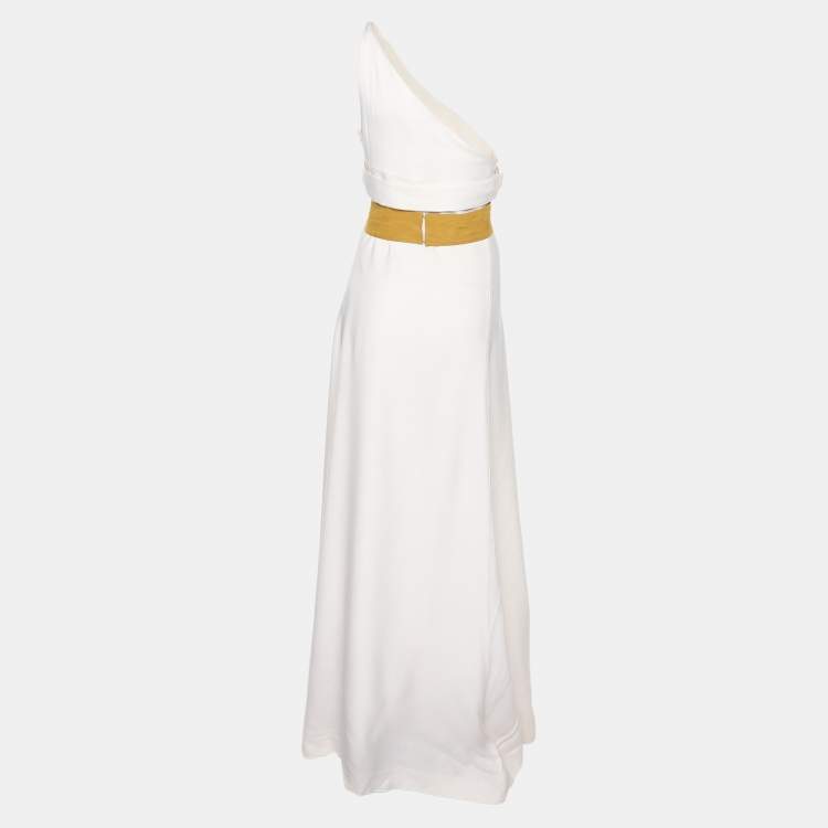 Pre Owned Chloe White Fabric Blend Bow Maxi Dress