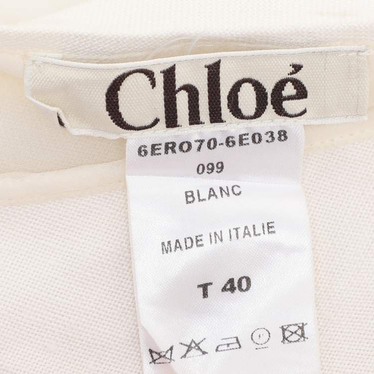 Pre Owned Chloe White Fabric Blend Bow Maxi Dress