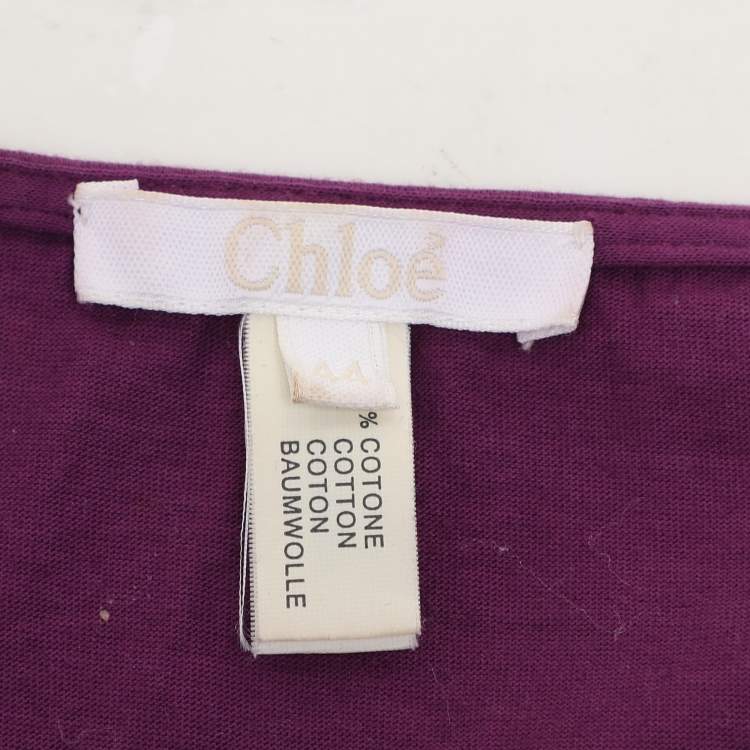 Pre Owned Chloe Purple Cotton T-Shirt L