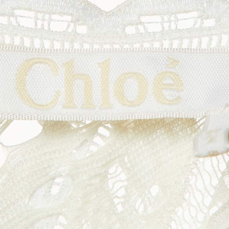 Pre Owned Chloe Iconic White Lace Asymmetric Long Dress S