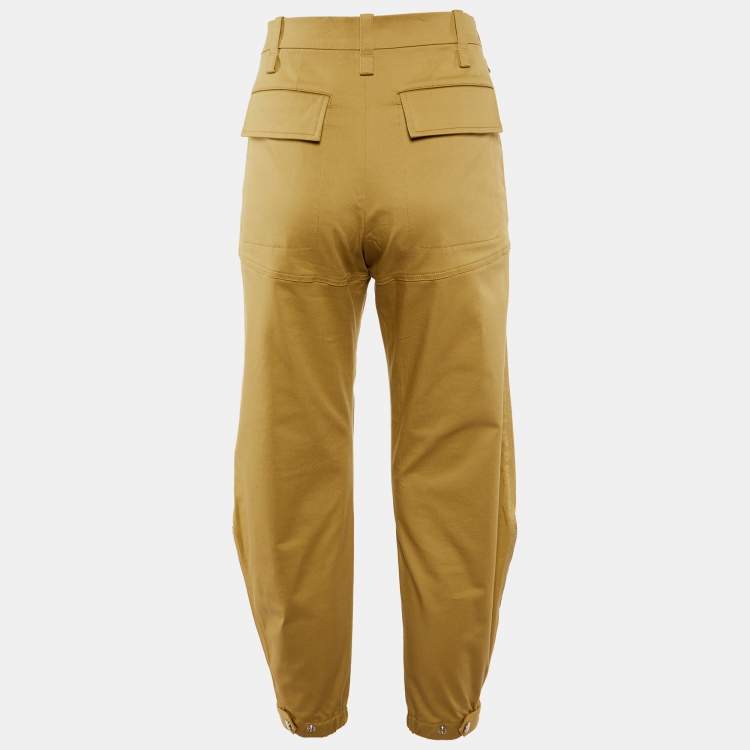 Pre Owned Chloe Beige Gabardine Cotton Patch Detail Trousers M