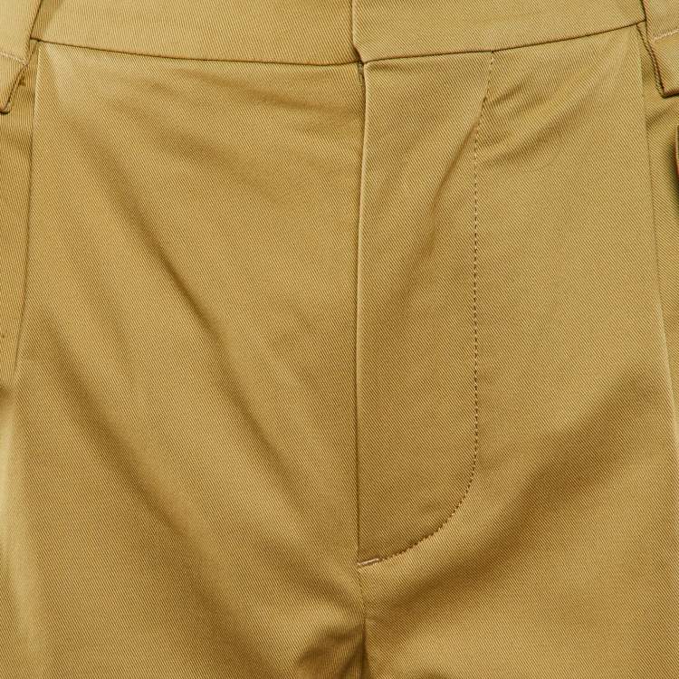 Pre Owned Chloe Beige Gabardine Cotton Patch Detail Trousers M