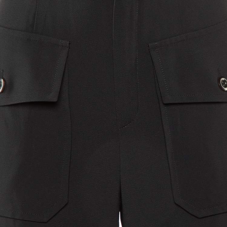 Pre Owned Chloé Black Crepe Pocket Detail Tapered Trousers S