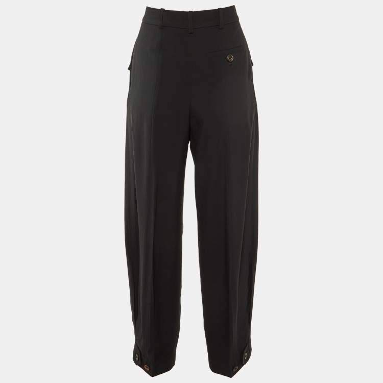 Pre Owned Chloé Black Crepe Pocket Detail Tapered Trousers S