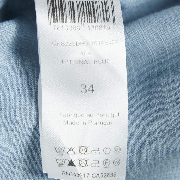 Pre Owned Chloe Blue Eternal Blue Denim Ruffled Blouse and Trousers Set S