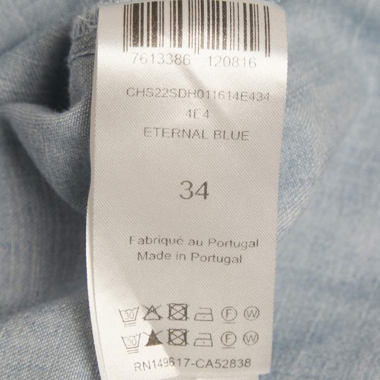 Pre Owned Chloe Blue Eternal Blue Denim Ruffled Blouse and Trousers Set S
