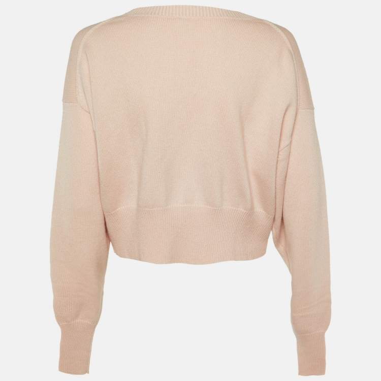 Pre Owned Chloe Shadow Pink Cashmere Blend Crop Sweater S