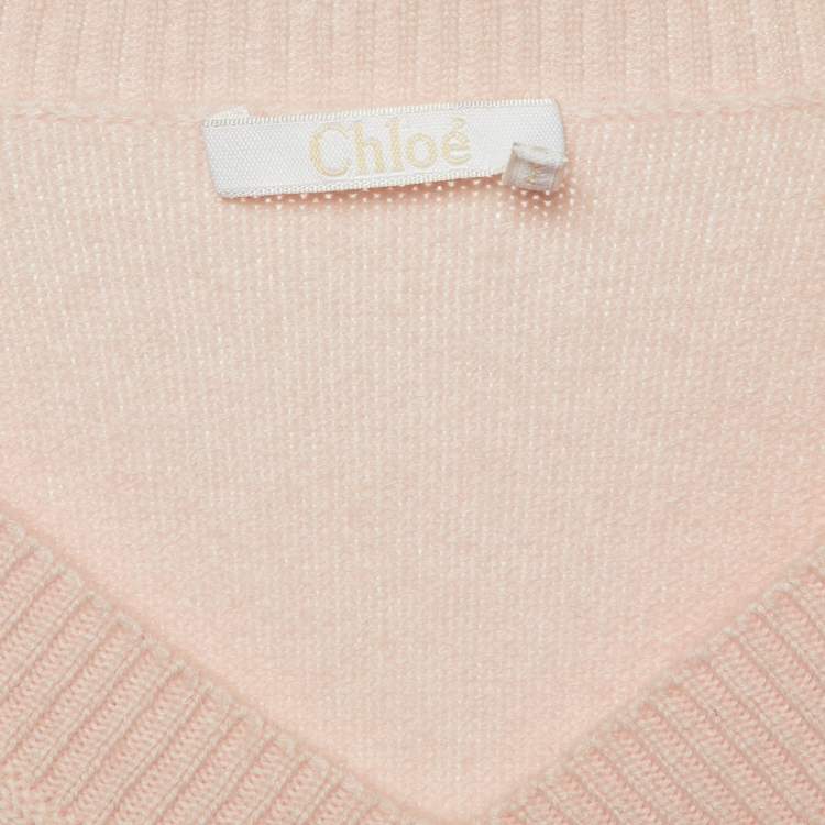 Pre Owned Chloe Shadow Pink Cashmere Blend Crop Sweater S