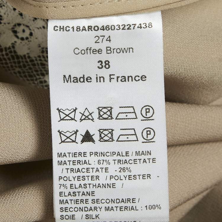 Pre Owned Chloe Brown Lace Trim Crepe Mini Dress M