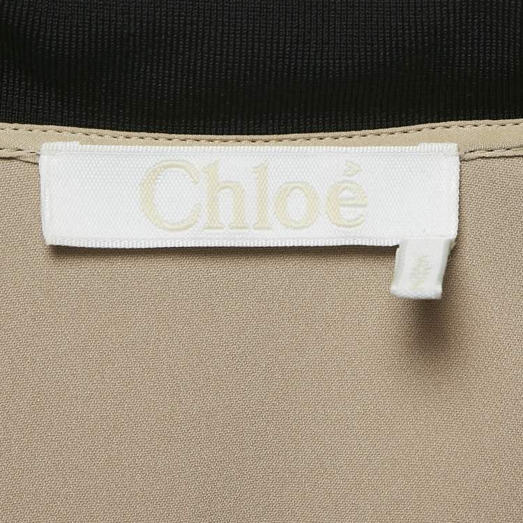 Pre Owned Chloe Brown Lace Trim Crepe Mini Dress M