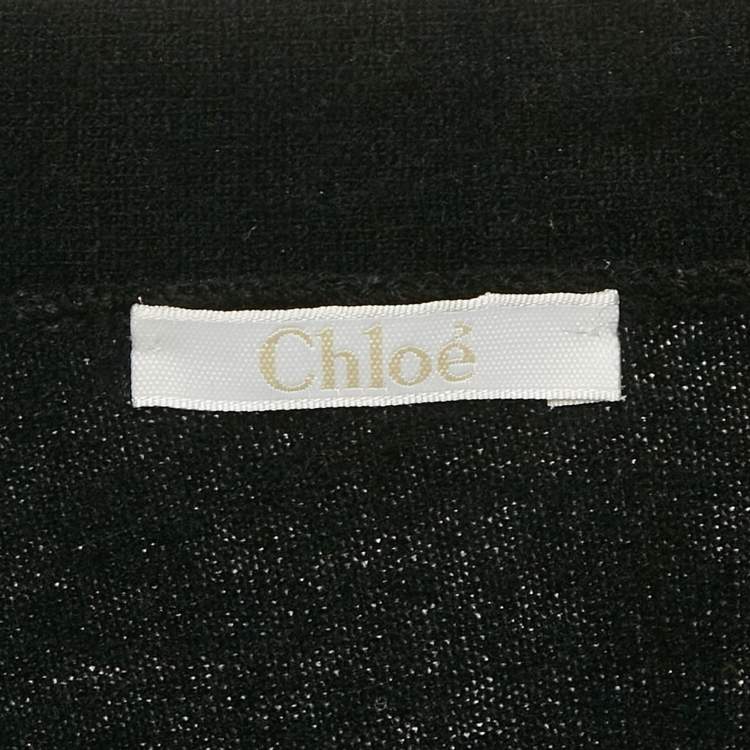 Pre Owned Chloe Black Crochet and Cashmere Cardigan L