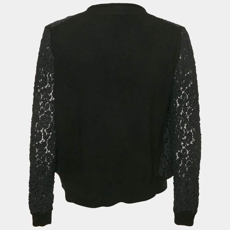 Pre Owned Chloe Black Crochet and Cashmere Cardigan L