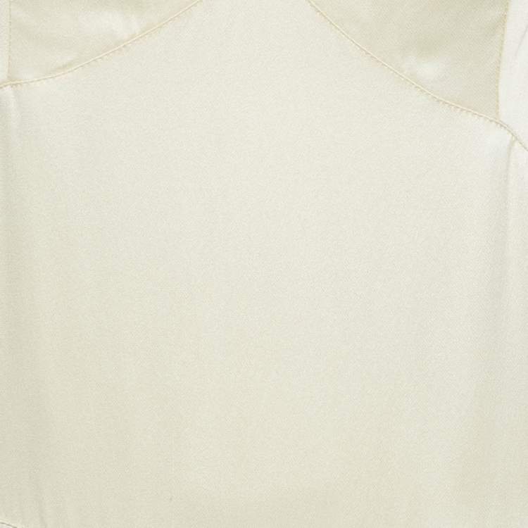 Pre Owned Chloe Cream Satin Stud Detail Sleeveless Midi Dress M