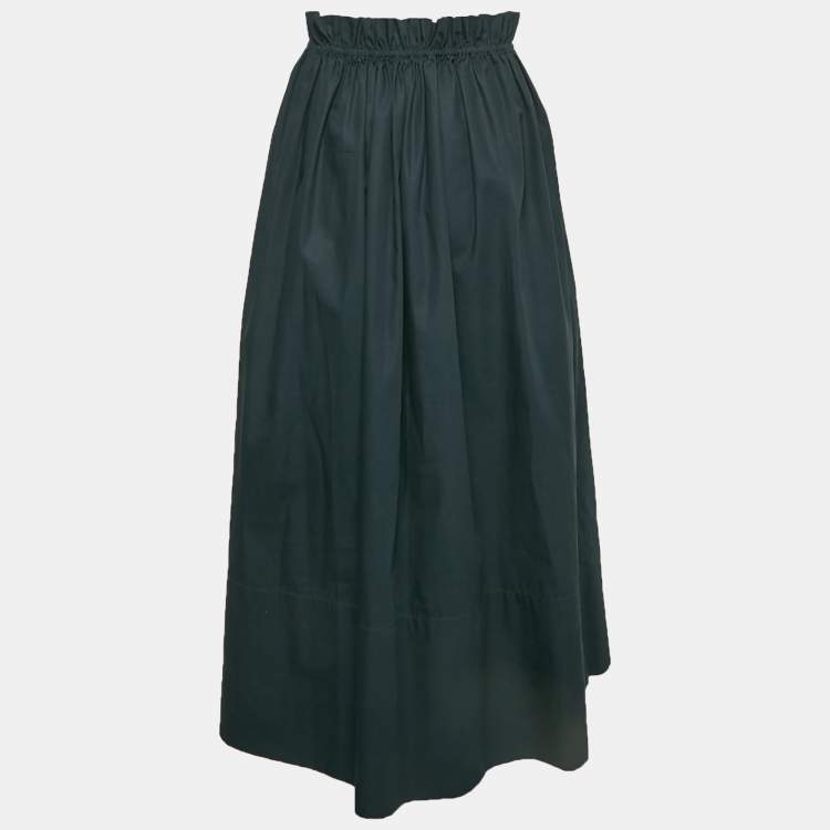 Pre Owned Chloé Blue Cotton Elasticated Waistband Midi Skirt XS