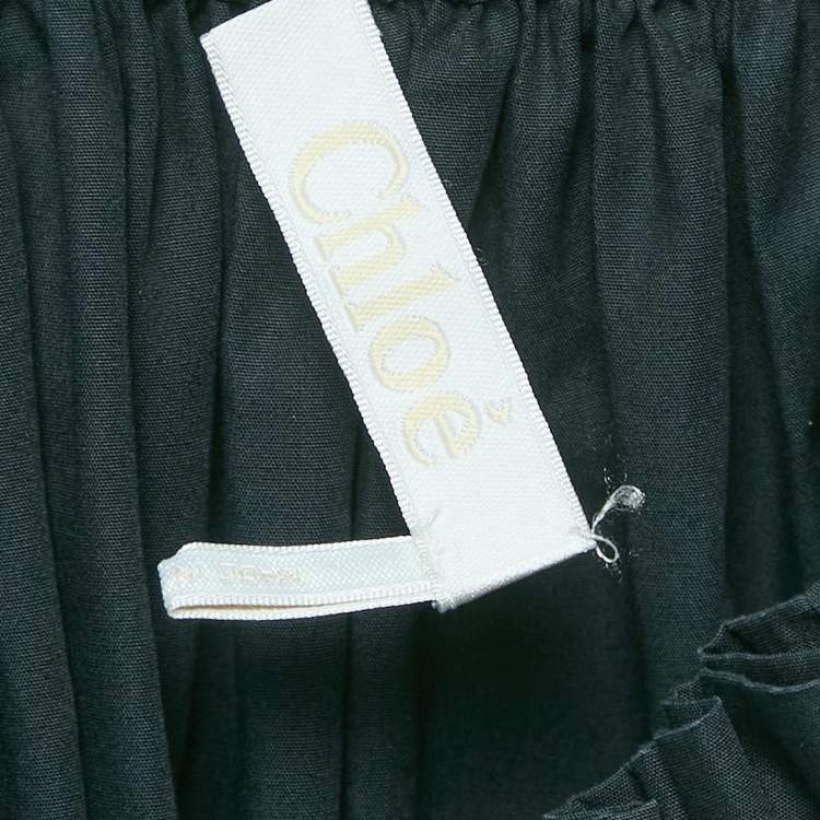 Pre Owned Chloé Blue Cotton Elasticated Waistband Midi Skirt XS