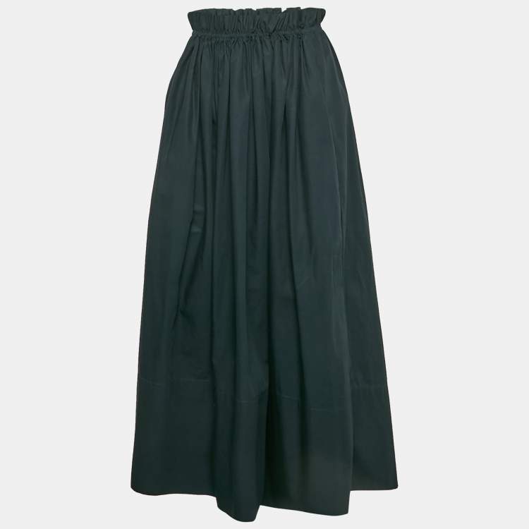 Pre Owned Chloé Blue Cotton Elasticated Waistband Midi Skirt XS