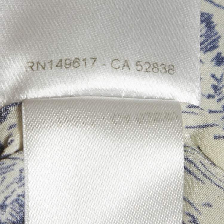 Pre Owned Chloe Cream/Blue Printed Silk Mini Dress S