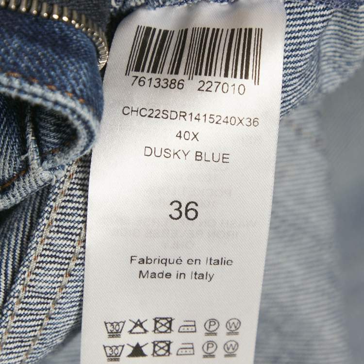 Pre Owned Chloé Blue Denim Flared Basque Cap-Sleeve Midi Dress S
