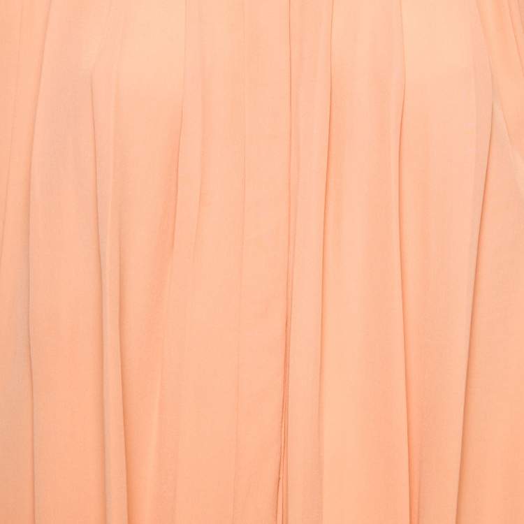 Pre Owned Chloé Pink Silk Pleated Top M