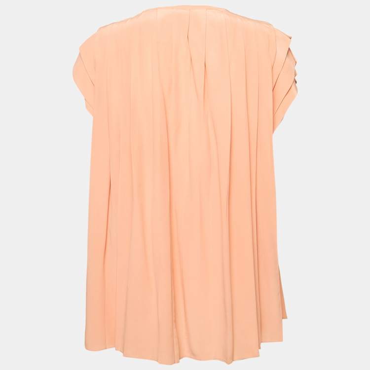 Pre Owned Chloé Pink Silk Pleated Top M